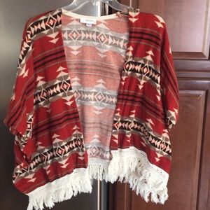 Mauve Aztec shawl vest sleeves cute